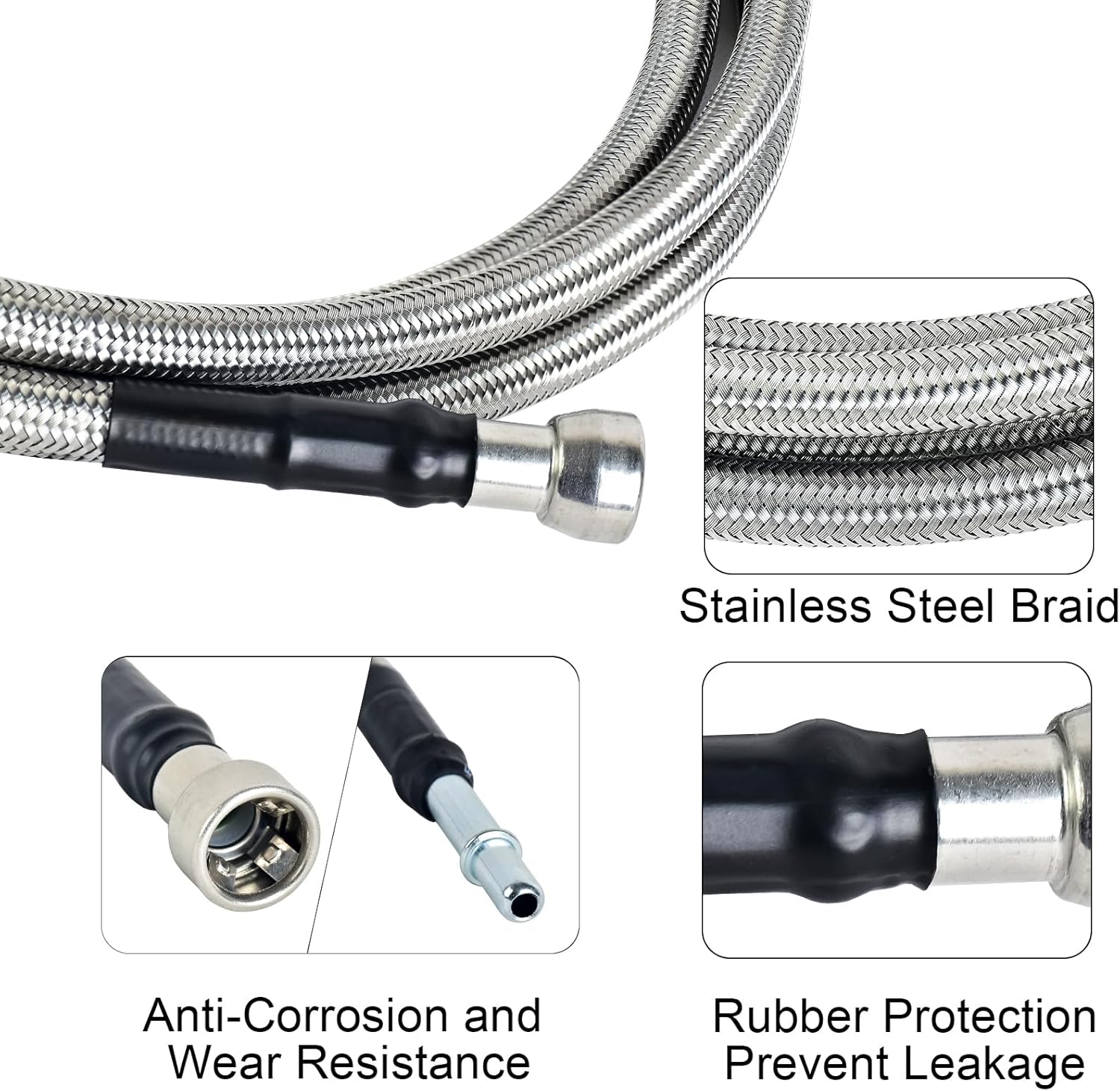 MuHize 819-840 Fuel Lines Kit - Stainless Steel Braided Quick Repair for Chevy Silverado & GMC (99-03), OE Replacement 15043857 15765803