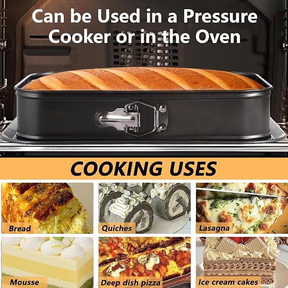 Oval Springform Cake Baking Pans: Non-Stick Cheesecake Pan with Removable Bottom, Quick Release Latch Bakeware Leakproof Bread Loaf Pan, Springform Loaf Pan 12.2 x 4.33 x 2.7