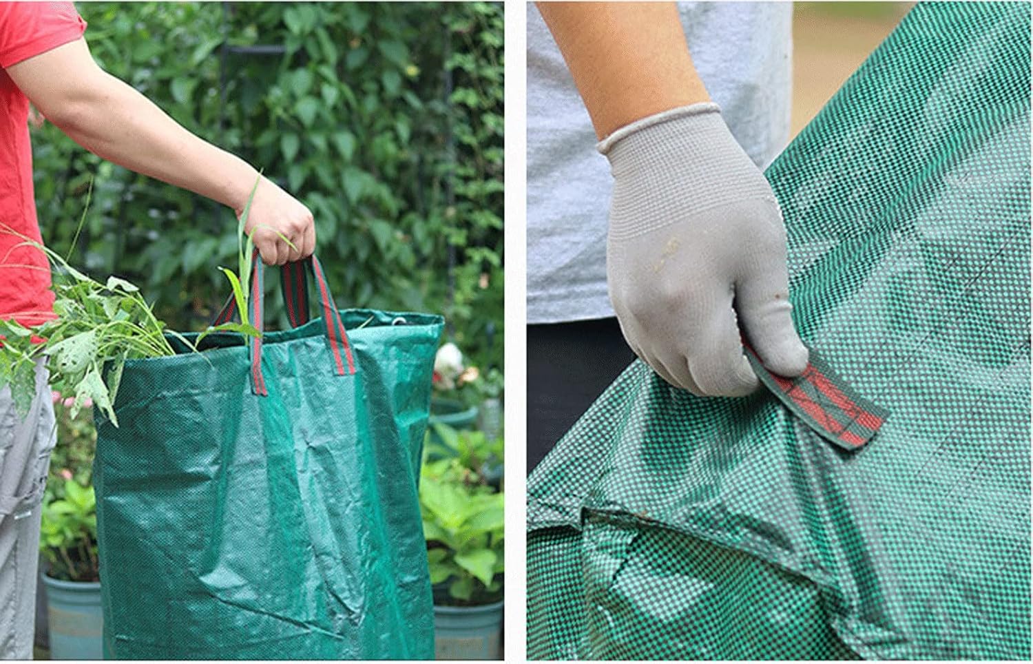 Heavy Duty Garden Waste Bags with Carry Handles 120/272/300/400/500Litres for Gardening, Yard Waste & Other Garden Refuse Reusable Collapsible for Refuse Rubbish Leaves Grass Weeds