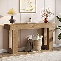 Tribesigns 63 Inch Farmhouse Console Table - Long Narrow Sofa Table Behind Couch, Entryway Hallway Table Natural Wood