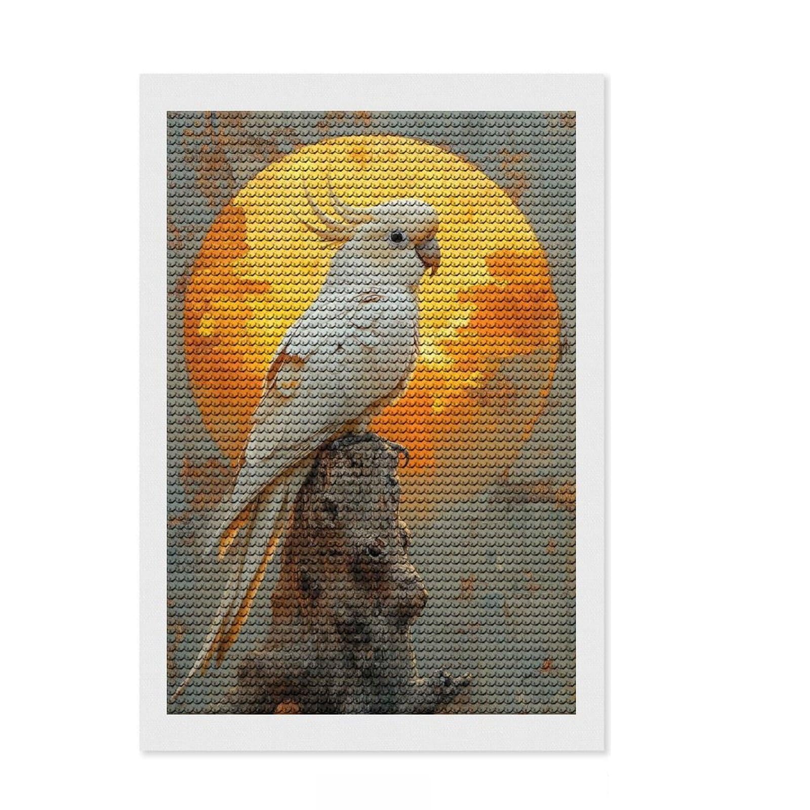 Junmoney White Cockatoo Sunset Diamond Style Art Kit 8"x12", Home Decoration, with Tool Kit, Decor Project, Aesthetic Room Decor