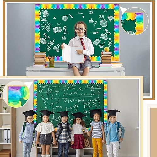 Miniatura 7 de Tablero de anuncios festoneado de 68.9 pies, borde rústico y enrollado con citas inspiradoras, mentalidad de crecimiento, motivación para el aula,