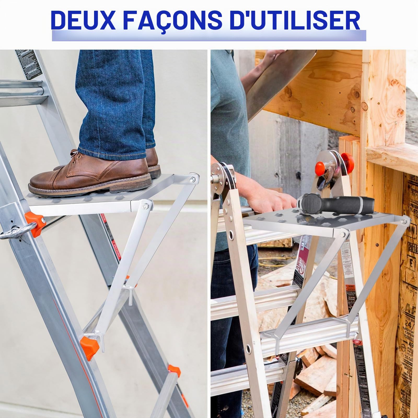 DBREAKS Plateforme de Travail Plate-Forme Escalier 150kg Acier Allié