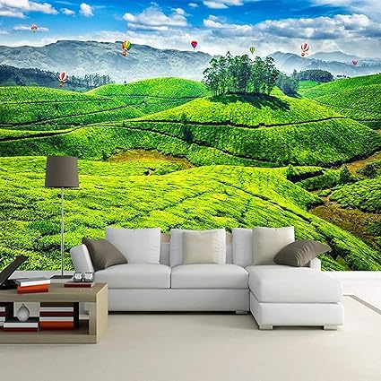 Amazon 壁画 写真の壁紙 緑の森の山頂の自然の風景 粘着壁紙 3d寝室ウォールステッカー 3dウォールポスター写真ギフトデコレーション リビングルーム オフィス 寝室 ダイニングルーム用 350 幅 X256 高さ Cm 壁紙