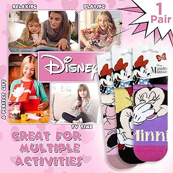 2 Paia Calzini Antiscivolo Minnie Mouse - Bambino, 75% Cotone, Originali, Spagna - Foto 13