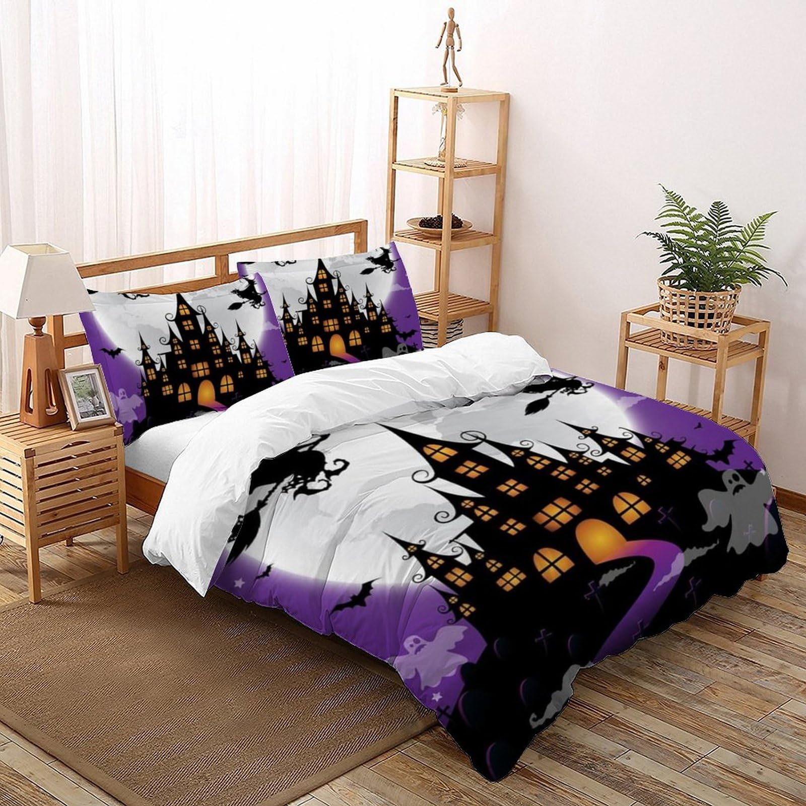 Housse de couette horreur 200x200 cm avec taies d'oreiller Château Magique