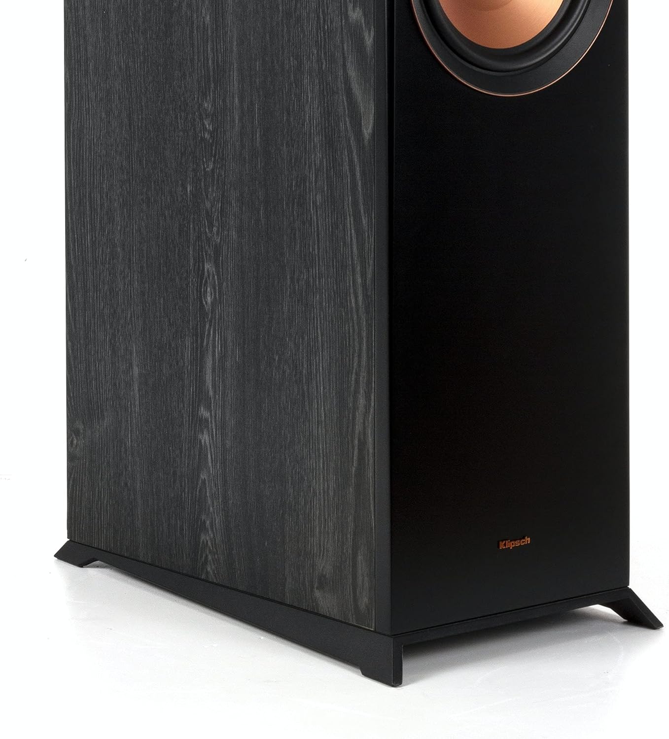 Rear view of Klipsch RP-8000F speaker showing dual binding posts and Tractrix port