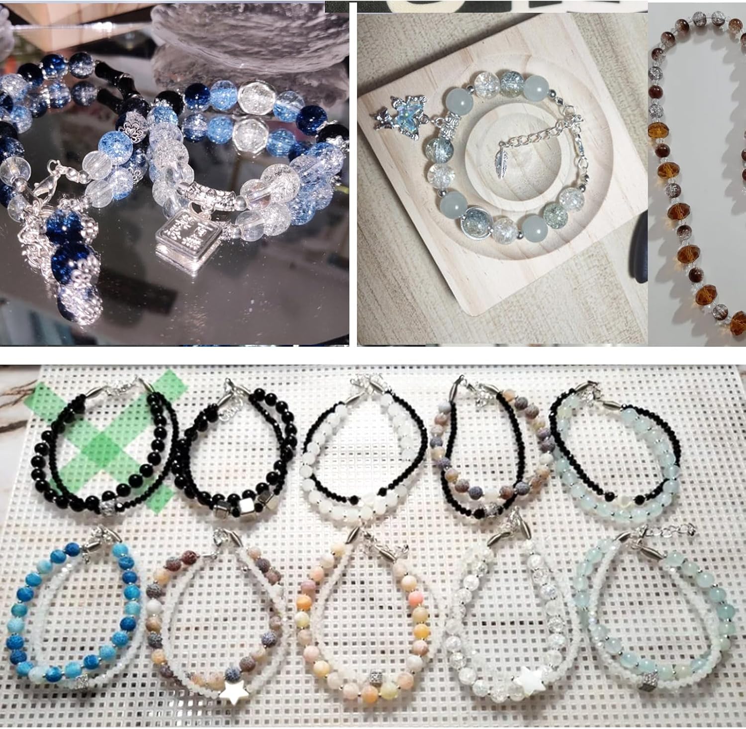 200pcs Crackle Crystal Glass Beads, 8mm Black Round Spacer Glass Beads for Jewelry Making, Crafts Crystal Beads Bulk Loose Beads for DIY Craft Earring Necklace Bracelet Jewelry - Image 5