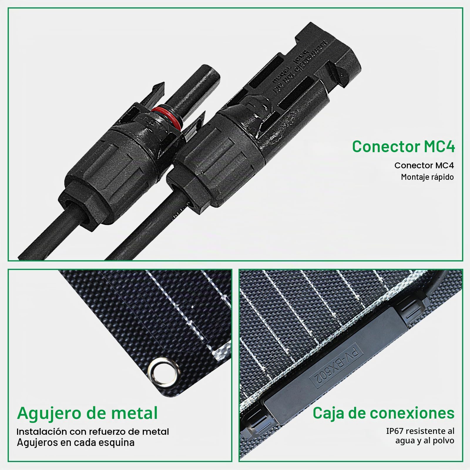 Las lámparas solares monocristalinas flexibles de 100W son fáciles de instalar paneles solares y son adecuadas para barcos, yates, campings, bosques y techos.