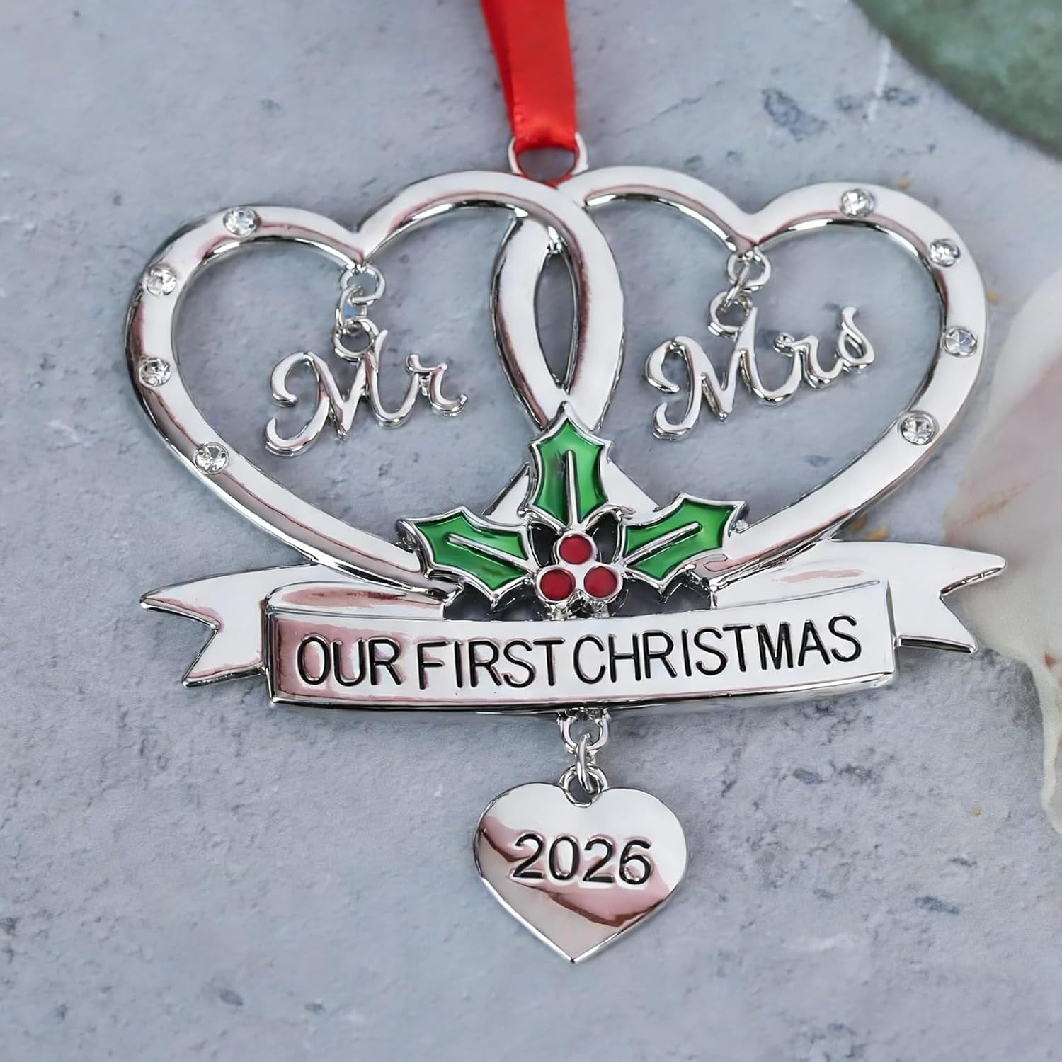 2026 Metal Wedding Gifts for Couples, Our First Christmas As Mr and Mrs Ornament, Married Ornament Mr and Mrs Gifts for Newly Couples House Warming Gift Hanging Ornaments