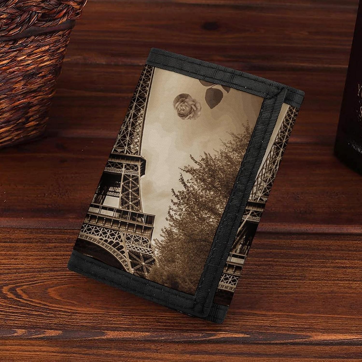 Paris Eiffel Tower Wallets for Man Women, Slim Trifold Wallet with ID Window, Durable Credit Card Holder for Travel