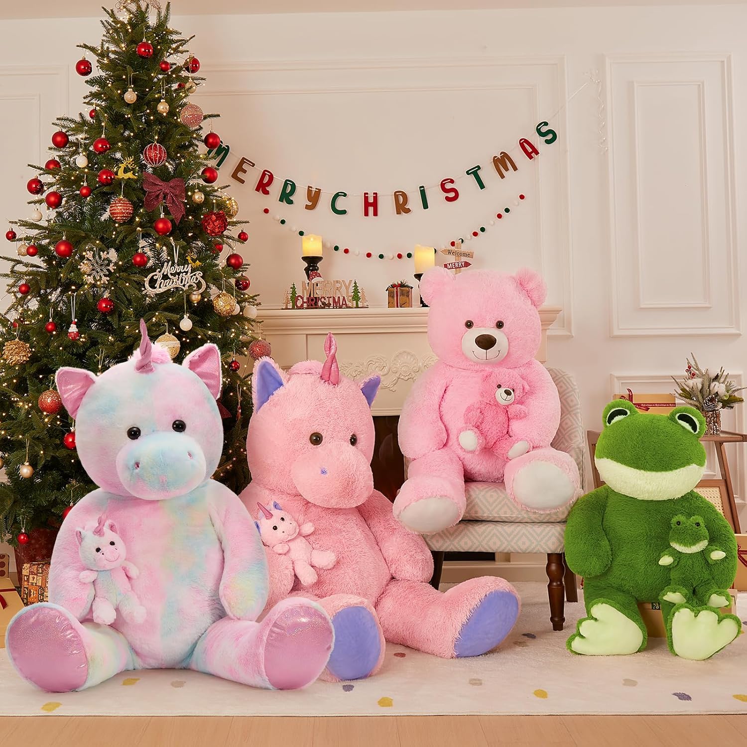 MorisMos Giant Unicorn Stuffed Animal 4 Foot,51'' Large Stuffed Unicorn Toys for Girl Boy,Big Mommy Plush with Baby Pony Doll,Giant Stuffed Animal Gifts for Kid Birthday Girlfriend Valentines - Image 9