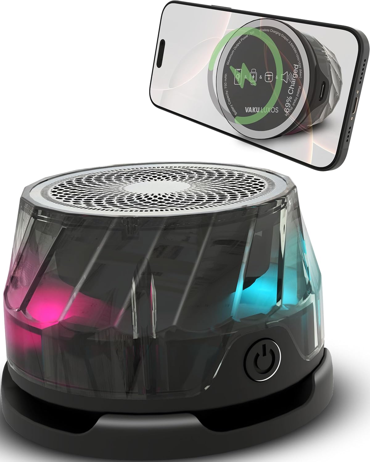 Vaku Luxos 4-in-1 Speaker with power button visible