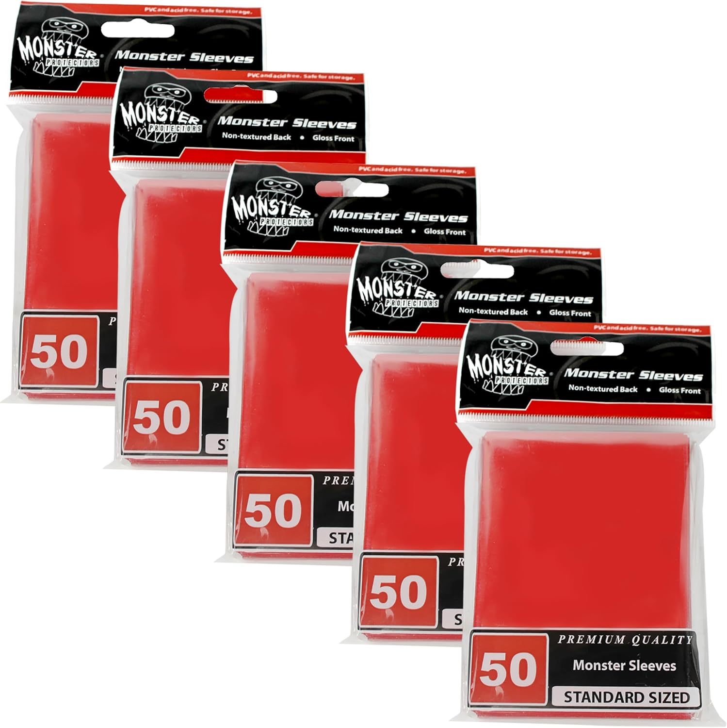 Monster Protectors Standard Size Sleeves for TCGs(250pk)- Black Glossy -Compatible with MTG Magic The Gathering & Other Standard Sized Gaming Cards -Clean, Safe, Secure Storage & Handling