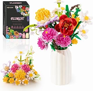 Flowers Bouquet Toys Building Blocks for Adults, Flowers Botanical | 8 Kinds of flower Collection and Home Office Decorative for Birthdays, Valentine's Day