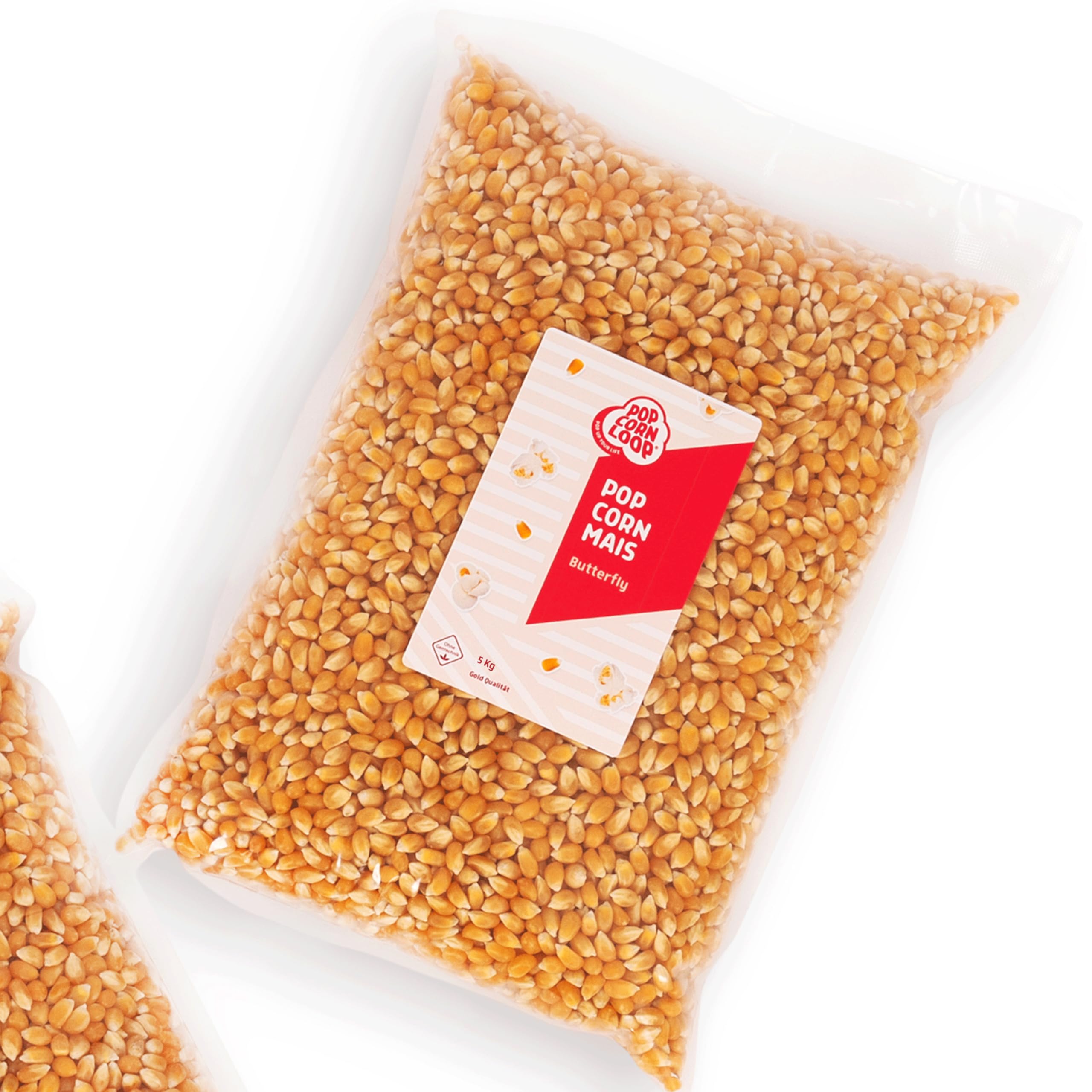 Popcornloop ® Premium Popcornmais "Butterfly" 5kg für Popcornmaschinen Kinopopcorn Beste Gold Qualität Vegan Glutenfrei Ohne Gentechnik