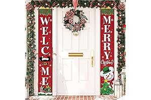 Welcome Merry Christmas Red Porch Banner Sign