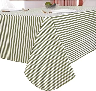 Heavy Duty Vinyl Tablecloth with Flannel Backing Waterproof Oil-Proof Plastic Table Cloth Stain-Resistant Wipeable Rectangle or Square Table Cover for Indoor and Outdoor (Stripe, 60X84 Inch)