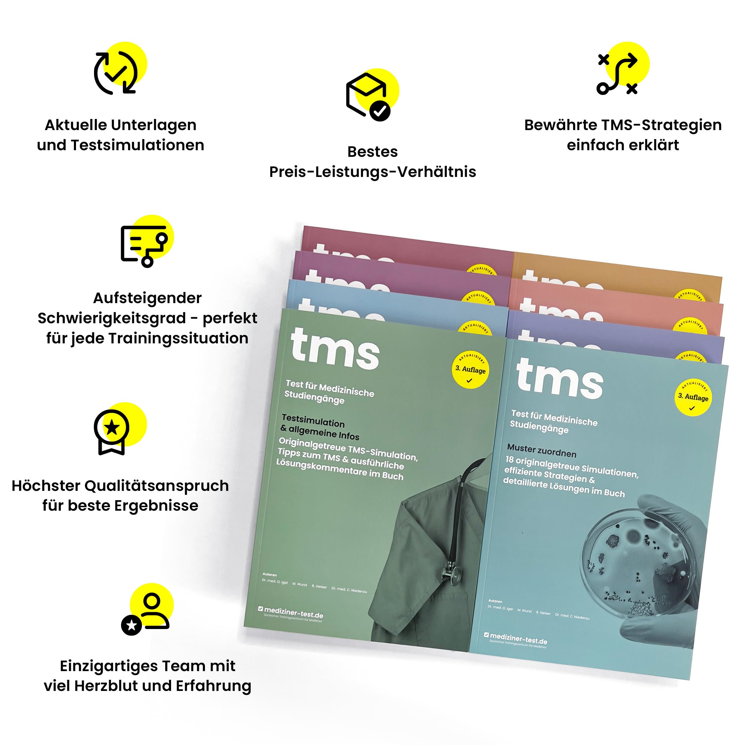 TMS Vorbereitung 2026 | Testsimulation & Übungsbücher zur Vorbereitung auf den Medizinertest | 8 Bücher, mehr als 130 Simulationen und 3.000 Aufgaben | TMS-Buchreihe von mediziner-test.de (3. Auflage)