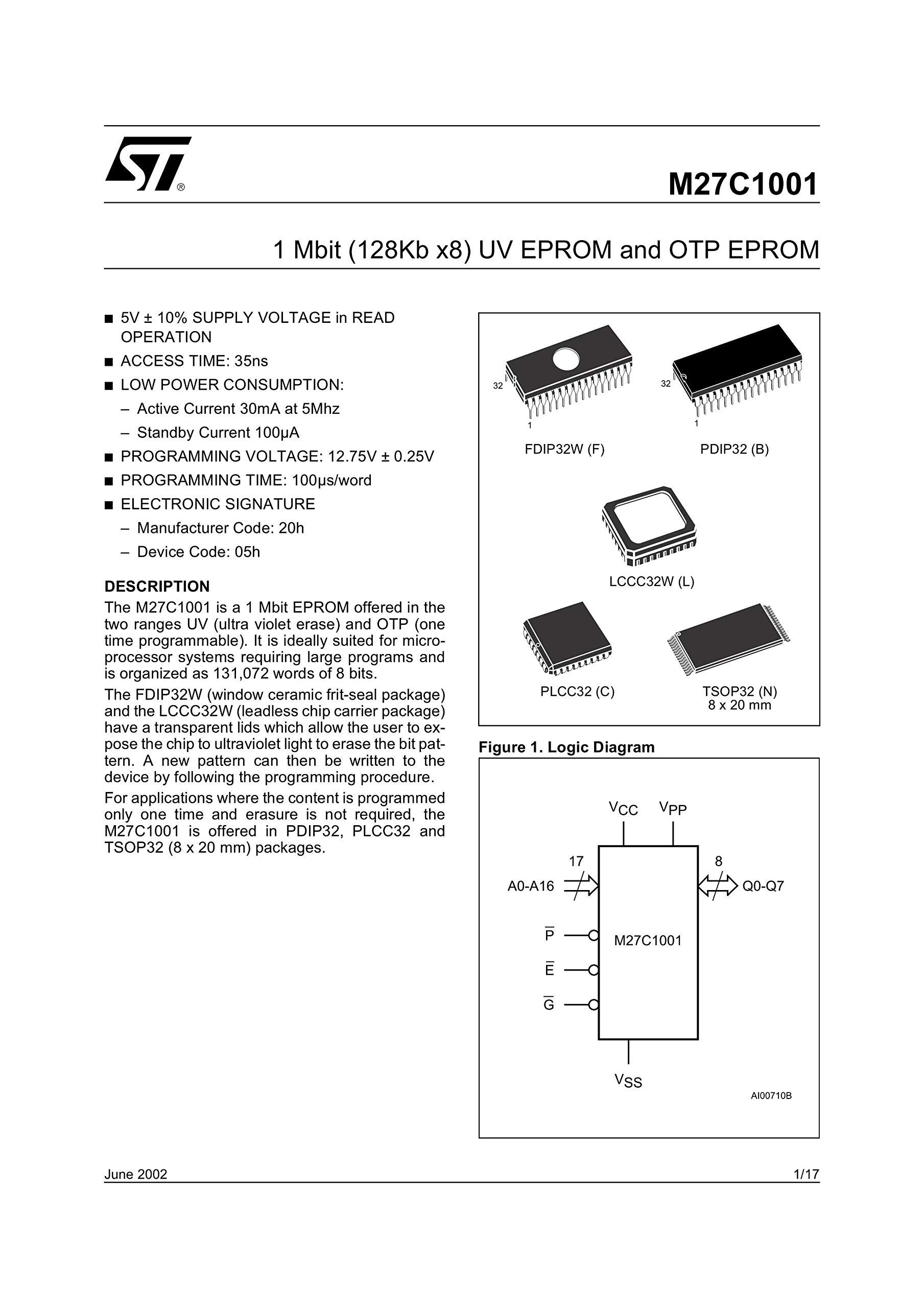 Amazon.co.jp: STMicroelectronics UV EPROM 1M M27C1001 M27C1001 