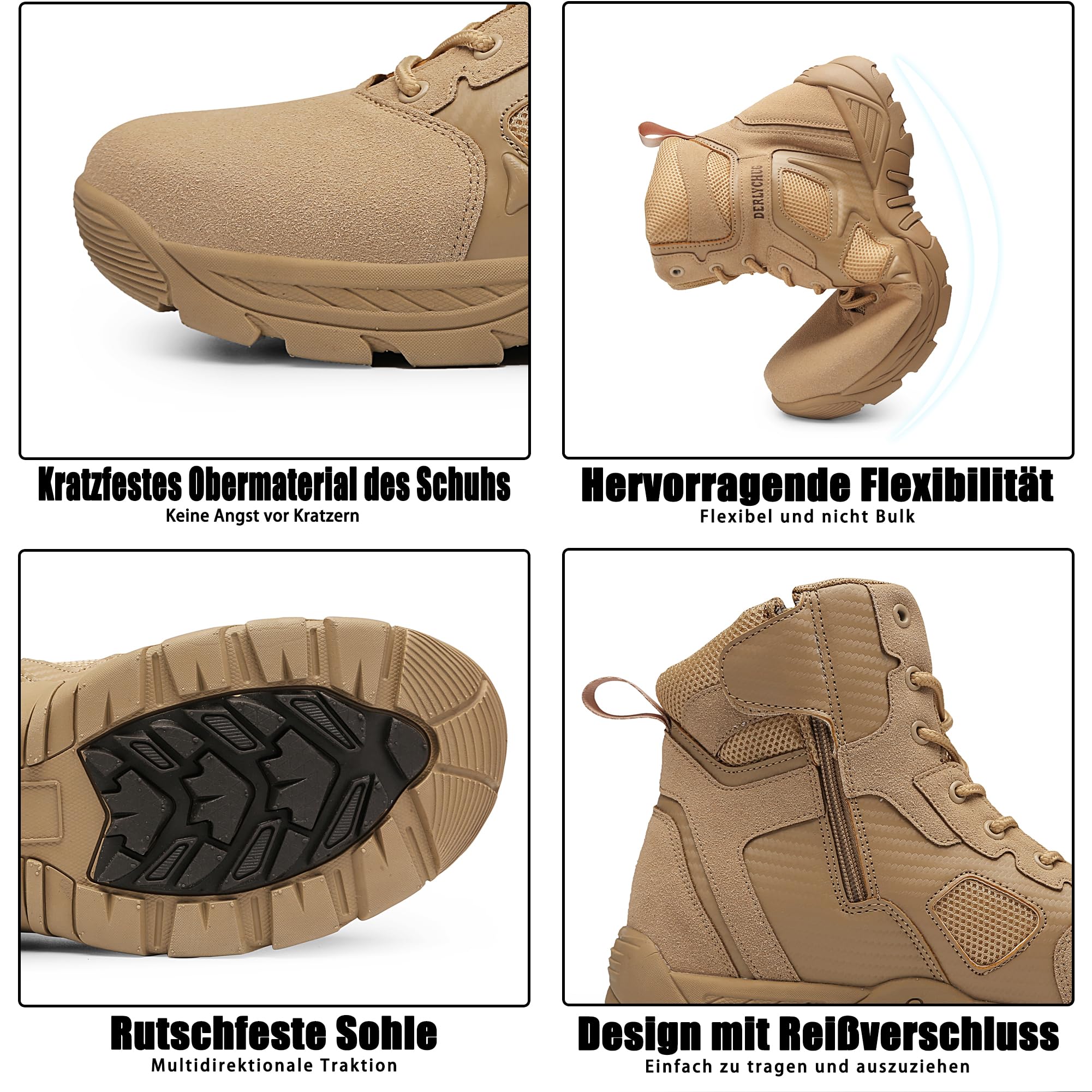 Herren Militärische Taktische Arbeitsstiefel Side Zipper Wandern Kampf Leichte Stiefel