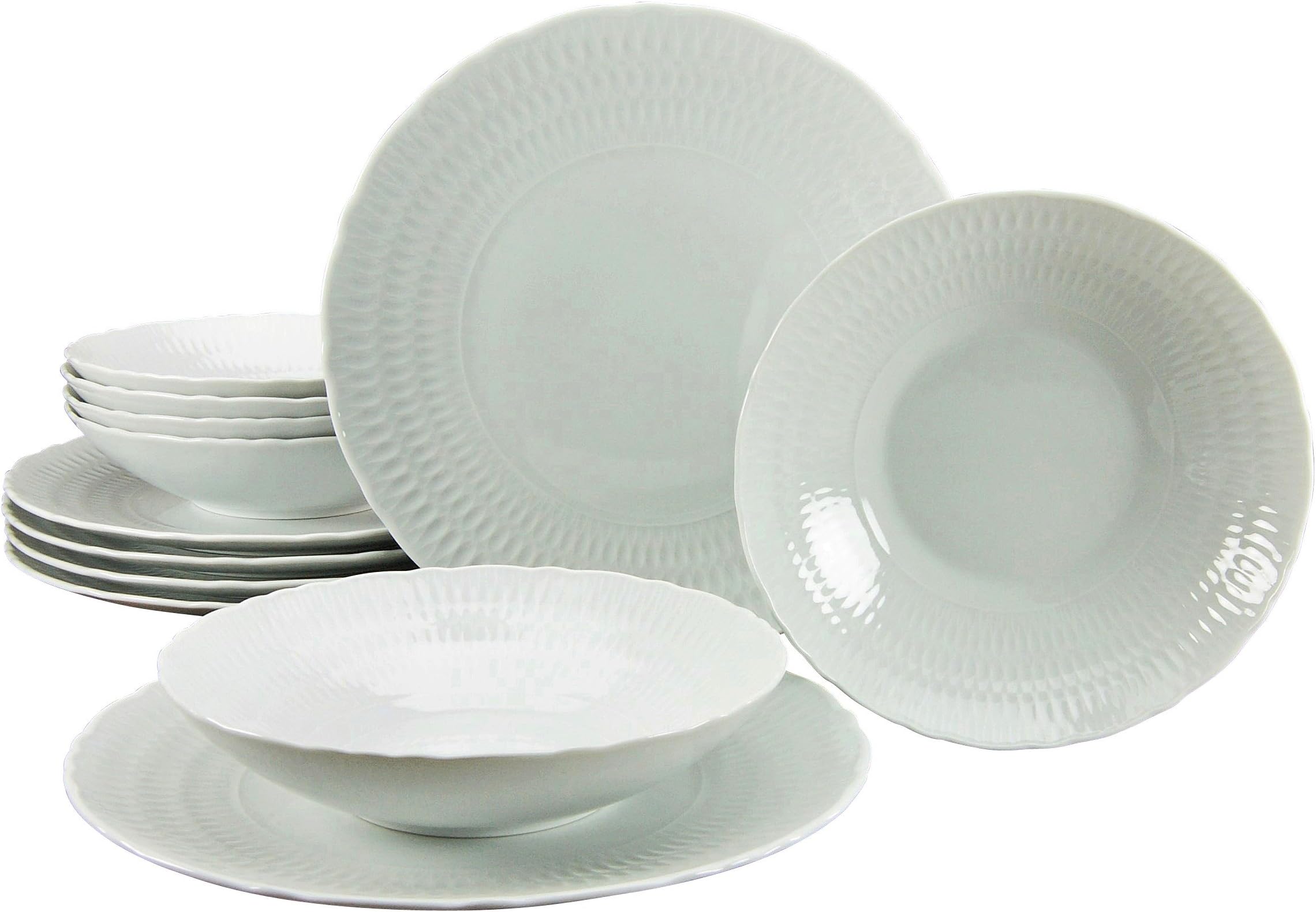 CREATABLE 19922, Sofia White, Dinner Ware Set 12 Pieces, Porcelain 27 x 22.5 x 27.5 cm