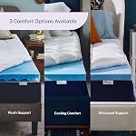 Sleep Innovations Dual Layer 4 Inch Memory Foam Mattress Topper, Queen Size, Medium Support, 2 Inch Cooling Gel Memory Foam Plus 2 Inch Pillow Top Cover