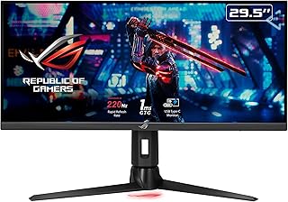 ASUS ROG Strix 29.5” 21:9 HDR Gaming -Monitor(XG309CM) - WFHD (2560 x 1080), Fast IPS, 220Hz, 1ms, Low Motion Blur Sync, G-SYNC Compatible, Tripod socket for streaming, USB Type-C,-KVM support, BLACK
