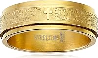 Vista 8 de Yaxa Essentials Steeltime - Anillo giratorio chapado en oro de 18 quilates para hombre, con oración Our Father (anteriormente Yaxa Collection)