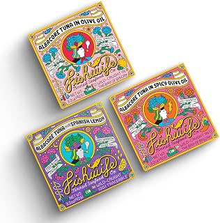 Fishwife Albacore Tuna Trio 3-Pack: Lemon, Spicy & Olive Oil | Wild-Caught, Hand-Packed, MSC Sustainable, High Protein Omega-3s