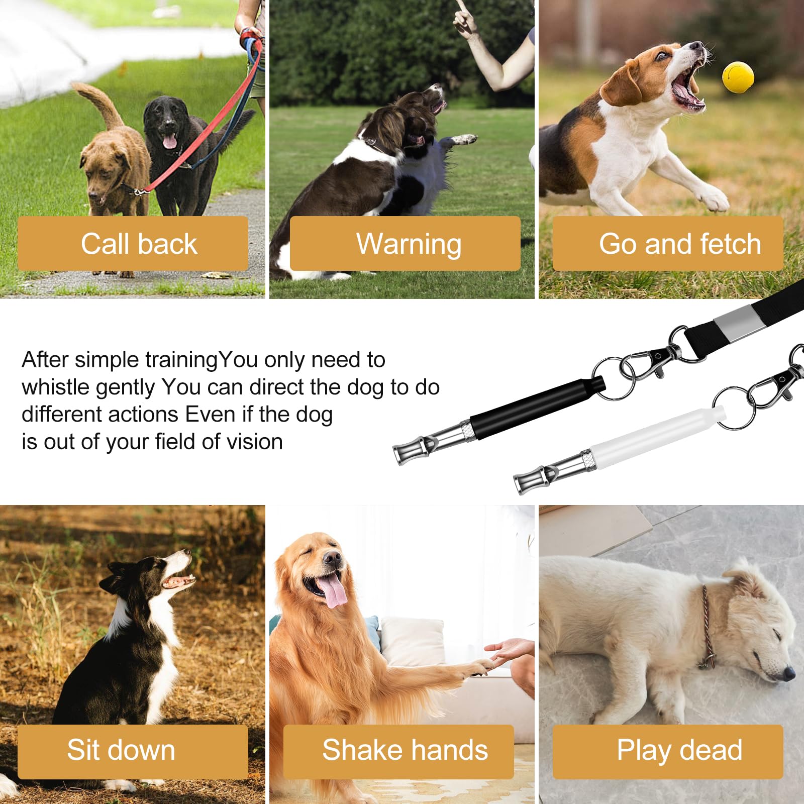 ZUOQIANG 2 PCS Sifflet Ultrason Chien, Sifflet Ultrason Chien Anti Aboiement, Sifflet Chien Rappel avec Lanière, Sifflet Chien Rappel, Sifflet pour Chien à Haute Fréquence