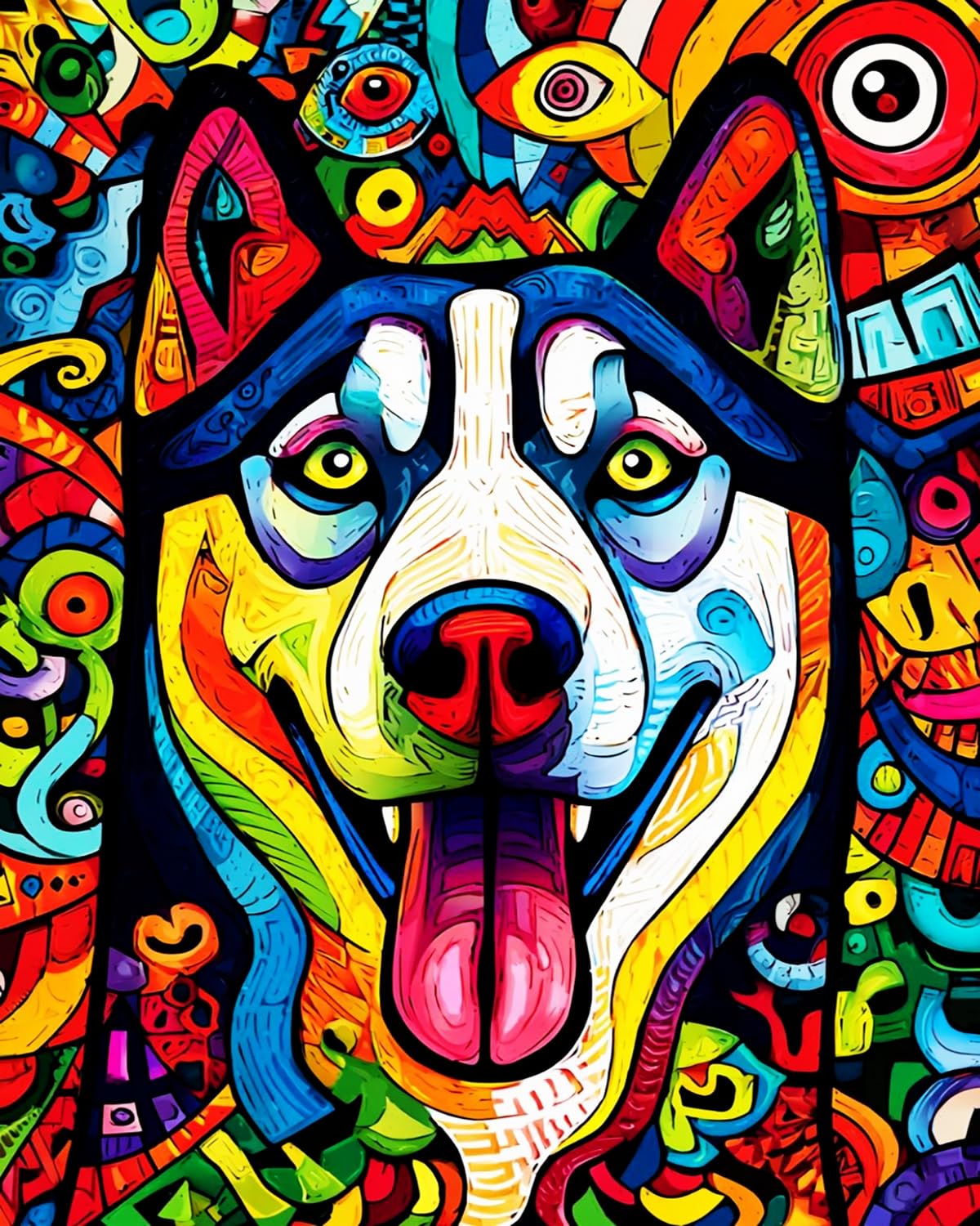 LIUBAISHI Paint by Numbers for Adults, 16x20 Inch Husky Canvas Painting Kit with Acrylic Paints