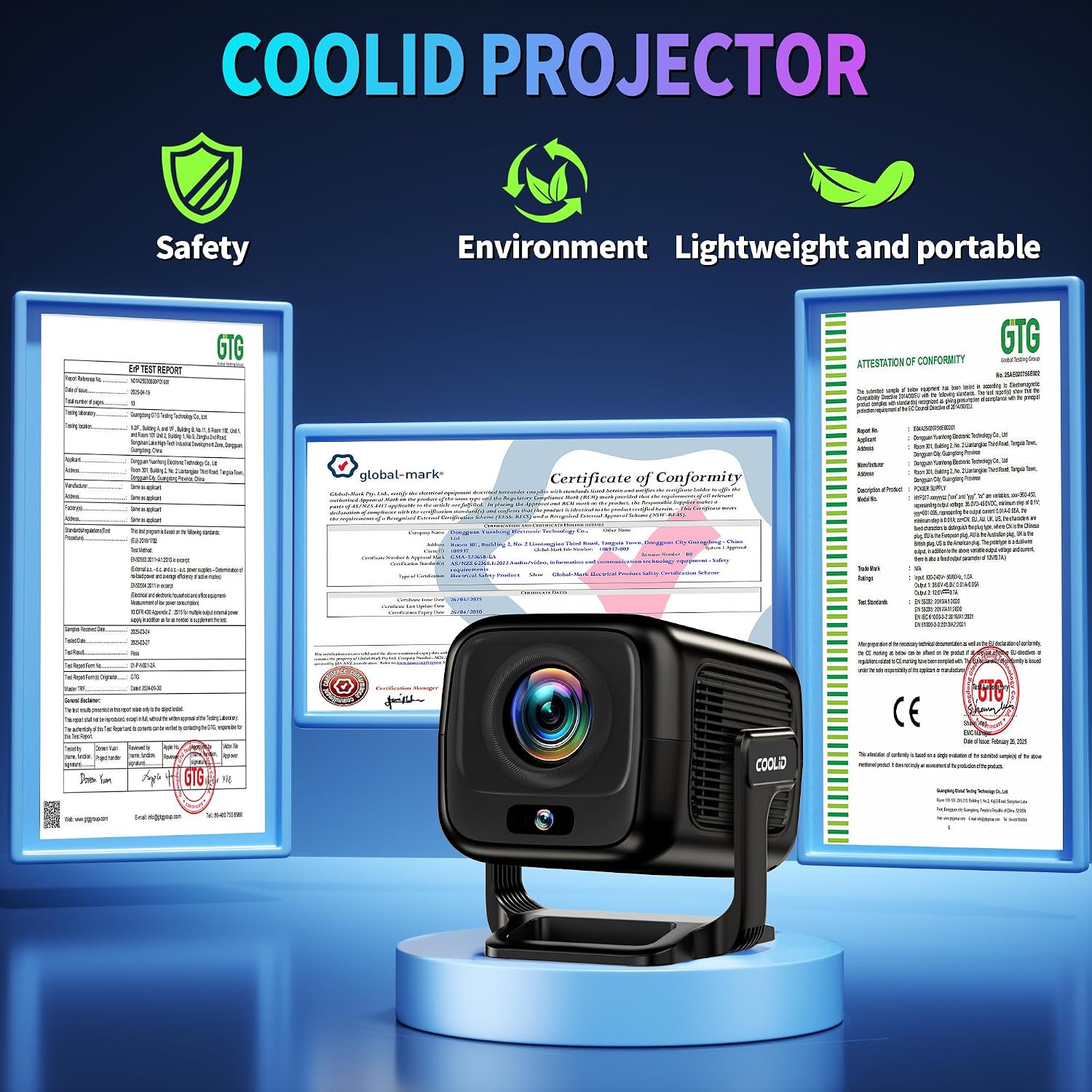 [Auto Focus & 2026 Upgraded] Mini Projector 1080P FHD Support 4K Portable Projector with WiFi6 and Bluetooth5.4 Built-in App 180° Adjustable Auto Keystone, Compatible with HDMI/Laptop/USB, Black - 2