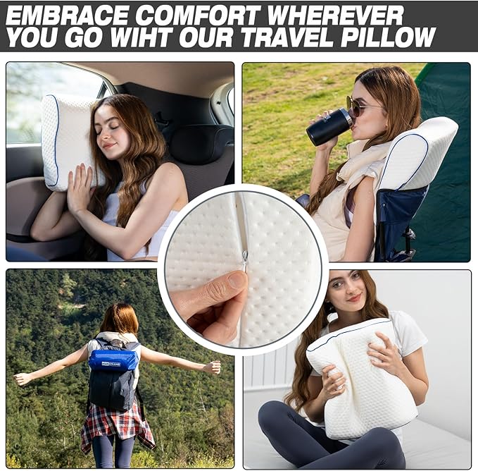 Almohada Viscoelástica Portátil para Viaje - Blanca Contour miniatura 3