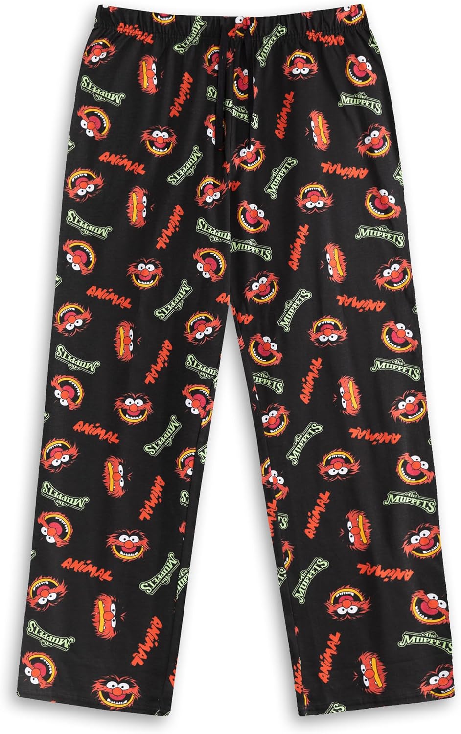 Disney Muppets Animal Men's Short Sleeve Long Leg Pajama Set | Black & Red Cartoon Sleepwear Loungewear for Bedtime