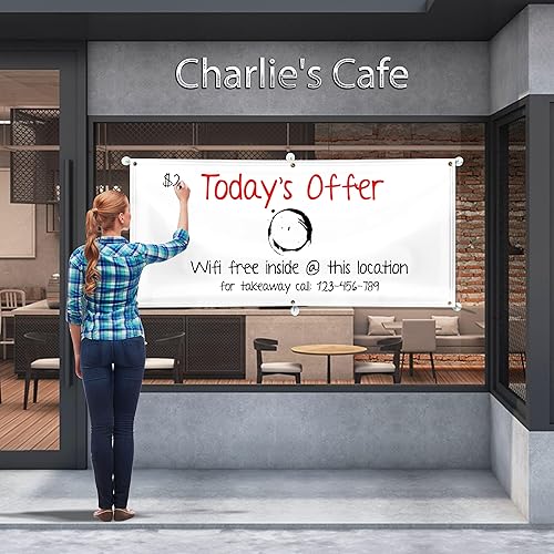 Miniatura 9 de Cartel de vinilo, pancarta en blanco, flexible de PVC, 11 onzas, bordes con dobladillo con ojales, impresión de una sola cara, impresión ecológica