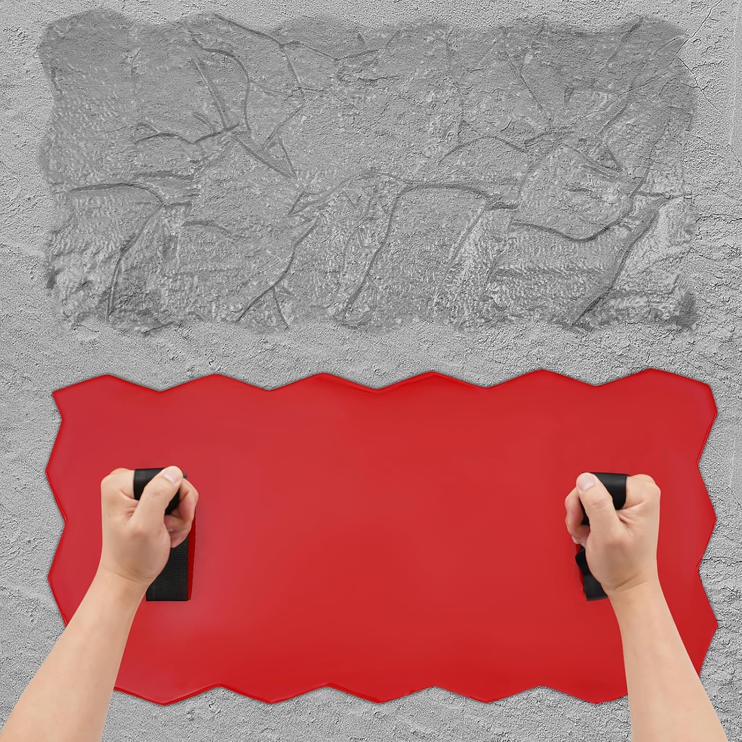 DYNAMI Concrete Stamp Mat,Realistic Slate Texture Cement Mold for Concrete,Large Area 23.6 * 11.8in PU Rectangular Stone Tile Texture Mold,for Imprinting Concrete for Garden Walkway Courtyard Path