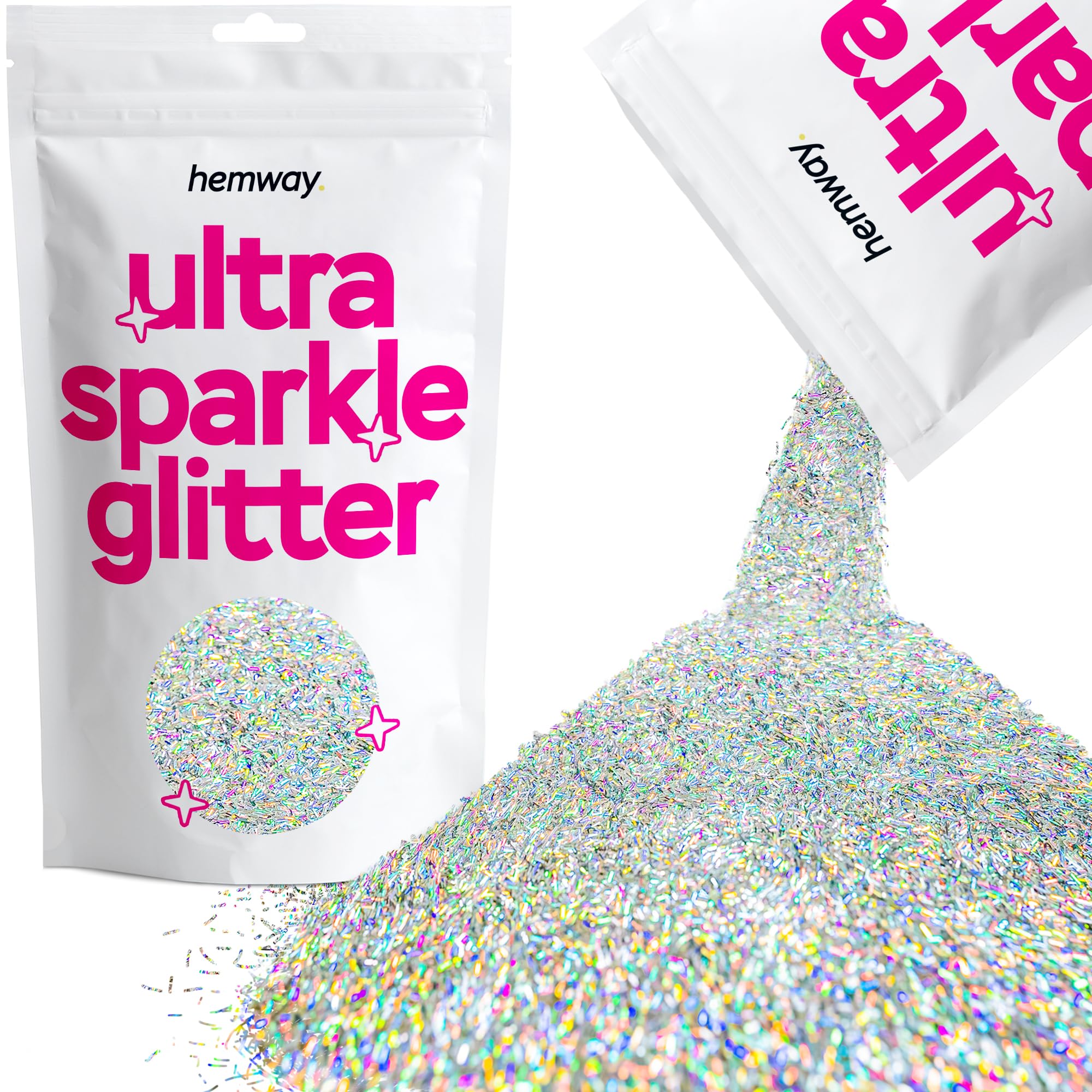 Hemway Ultra Sparkle Glitter Baby Pink Iridescent 100g Fine | Glitter for Arts & Craft, Makeup, Nail Art, Crafting, Card Making, Sparkle Decoration — view 63