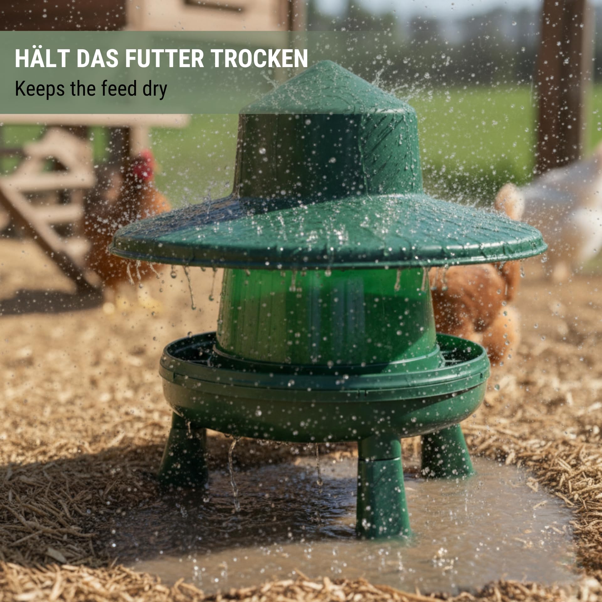 Agrarzone Eco Futterautomat Hühner Regenschutz 4 kg Geflügel Automatisch | wetterfest, Recycling, Hühner, Geflügel, leicht zu reinigen