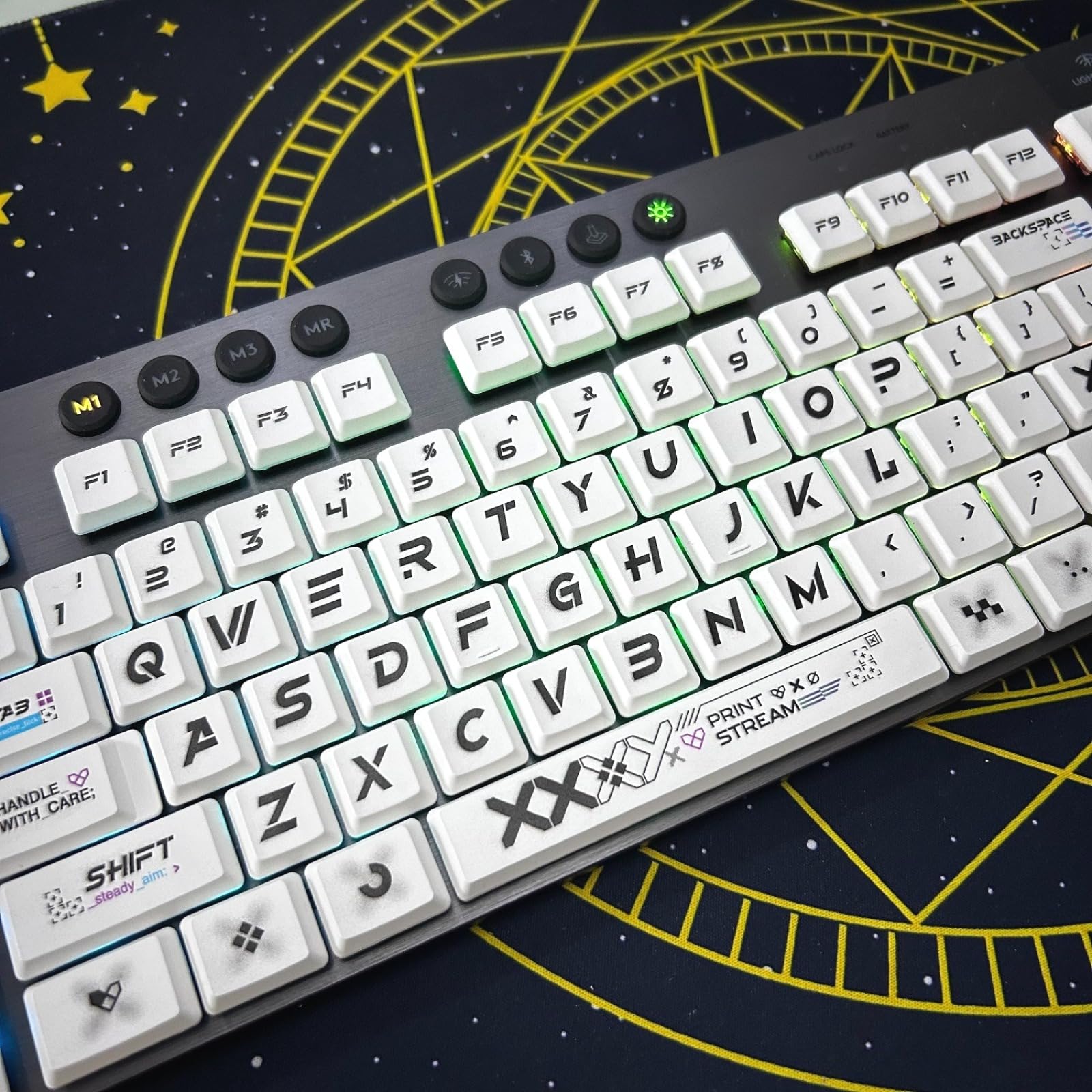 Juego de teclas de perfil bajo PBT/ABS para Logitech G813/G815/G913/G915/G915 TKL RGB teclado mecánico para gaming, diseñado para disposición estadounidense (QWERTY), para jugadores (blanco, opaco