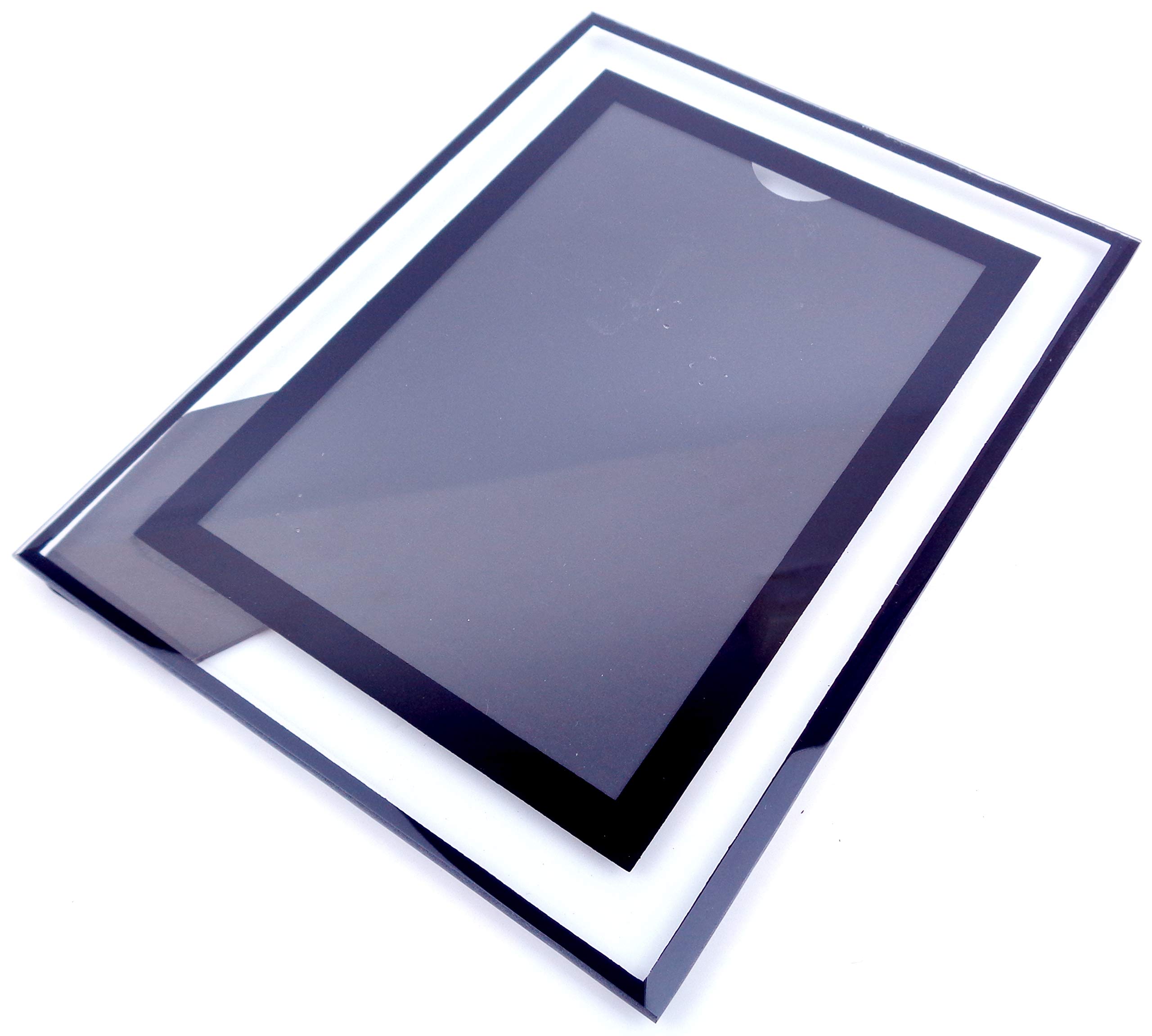 YOFAN4x6 Inch Glass Picture Frame, Mirrored Photo Frame Display Stand on Tabletop Black