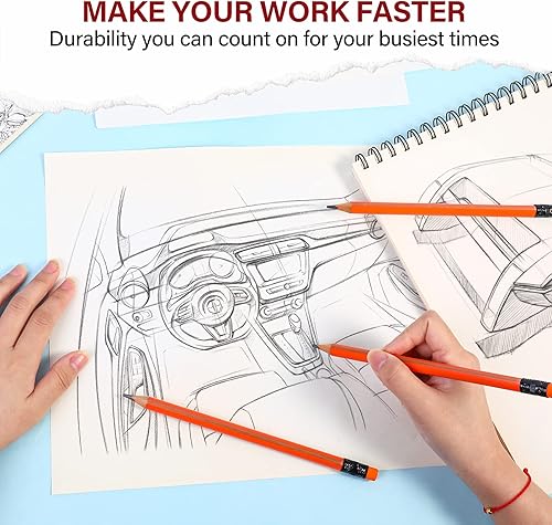 Miniatura 5 de PABLUE Lápices HB preafilados triangulares gruesos, fuertes, lápices de madera jumbo con borrador para principiantes, escritura, dibujo, escuela,