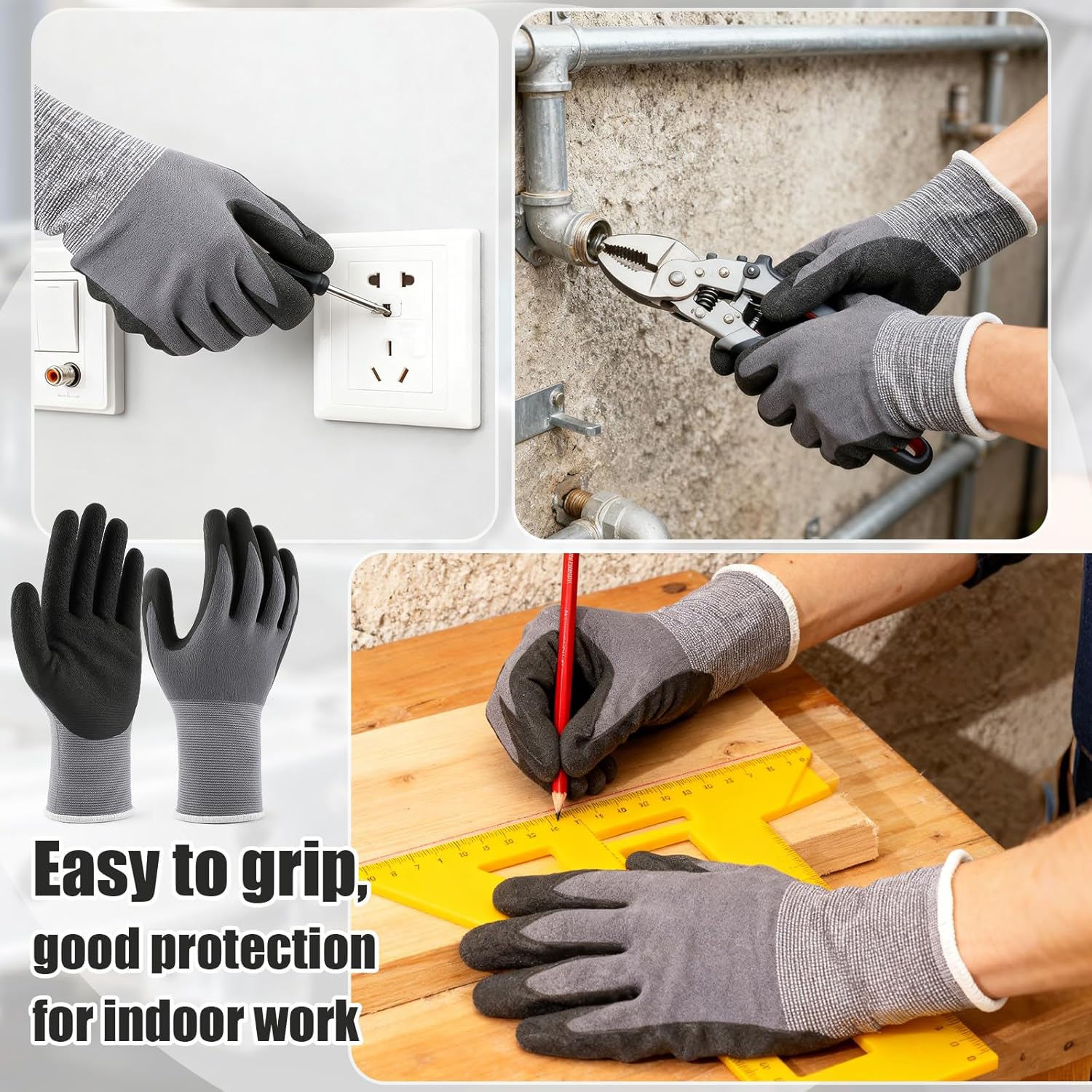 Cutecrop 100 Pairs Warehouse Gloves Bulk Safety Work Microfoam Nitrile Coated Seamless Knit Nylon Glove for Men(XL)