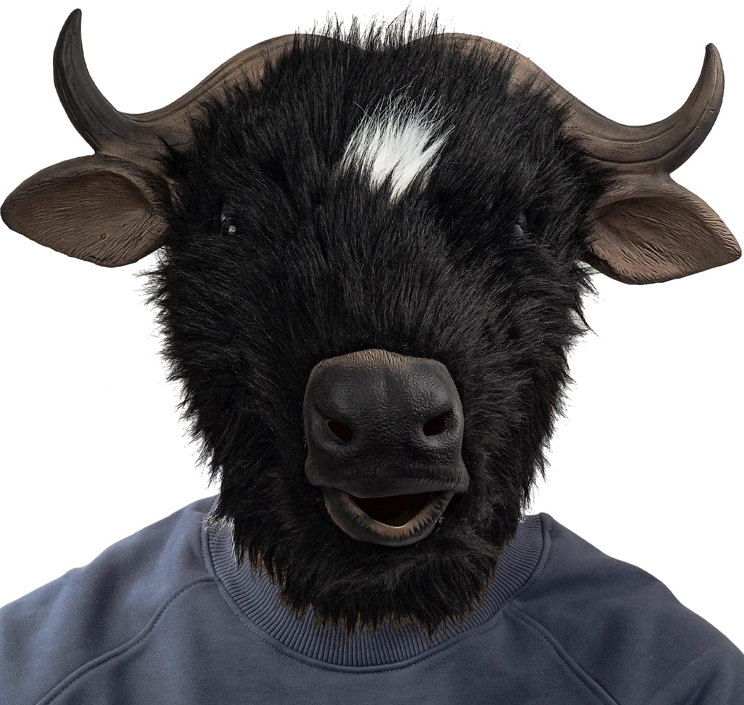 PartyHop Buffalo Animal Mask Latex Full Head Realistic Plush Masks Fancy Dress for Halloween Carnival Costume Party