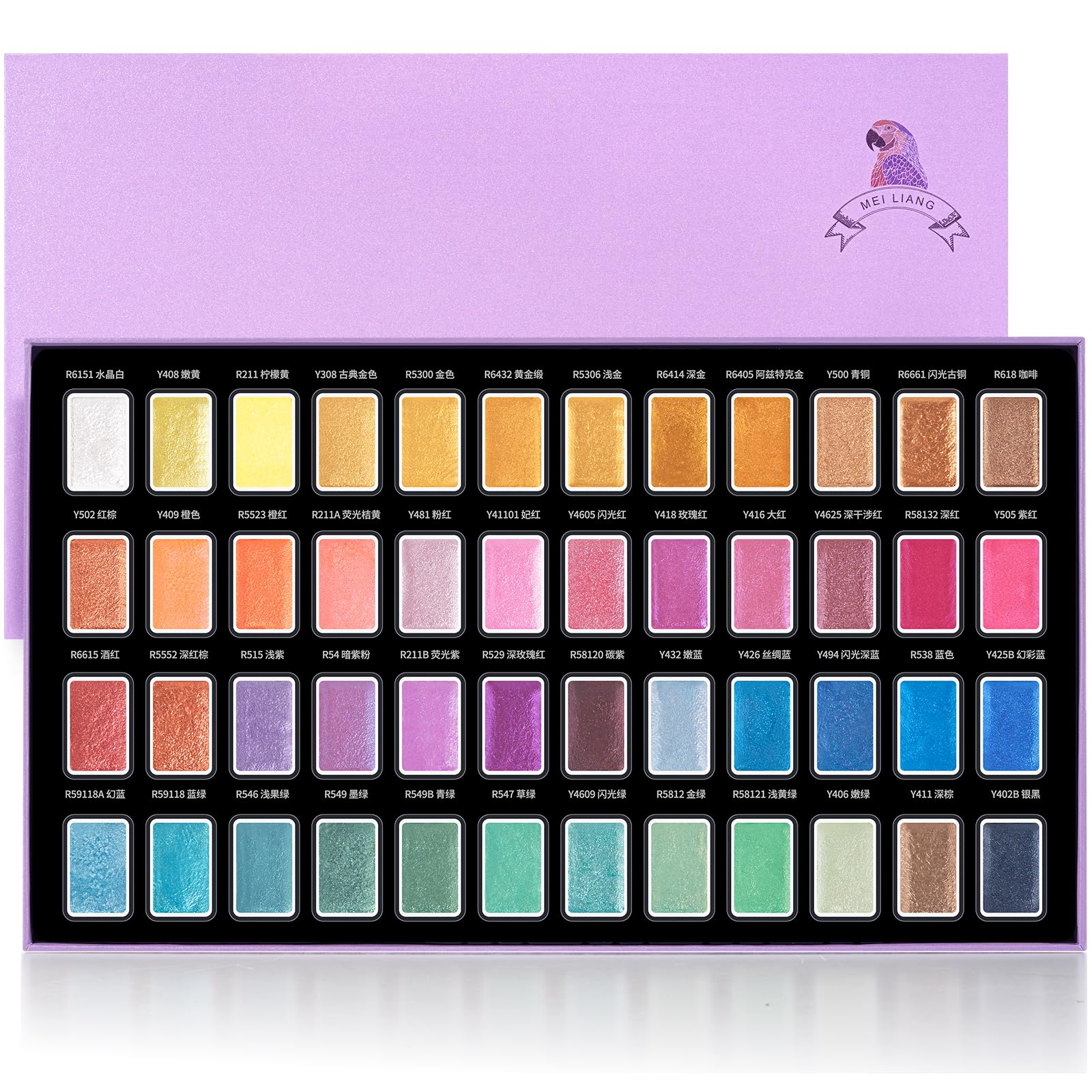 48 Farben Metallic Aquarellfarben-Set – Vollnäpfchen mit Perlmutt- & Glitzereffekt, hochpigmentiert, herausnehmbare Näpfchen. Ideal für Anfänger, Künstler und Aquarellmalerei