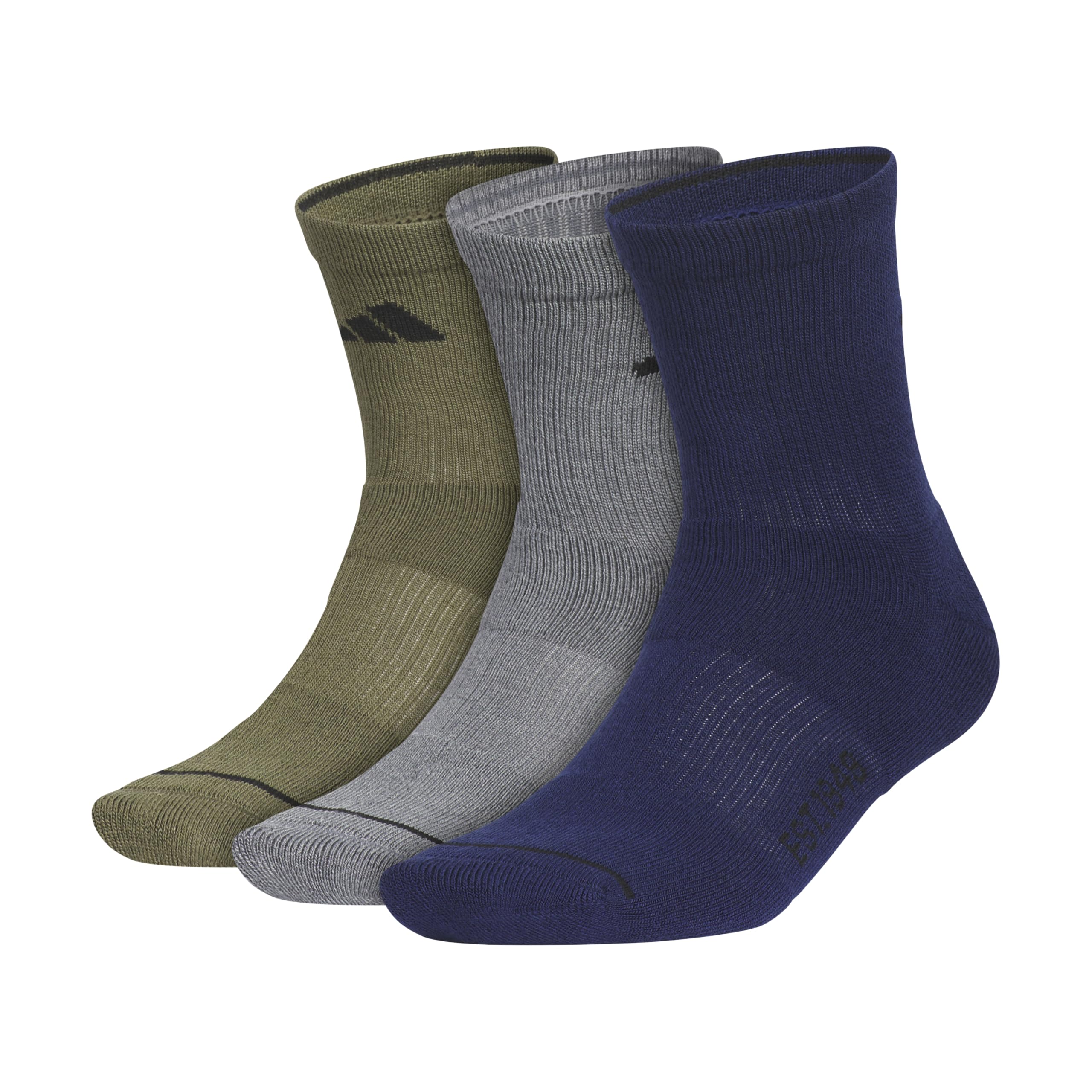 Adidas Męskie skarpety męskie Cushioned Sport 4.0, 3-pak, High Quarter, oliwkowe (Strata Green/Onix Grey/Dark Blue), L (3 sztuki)