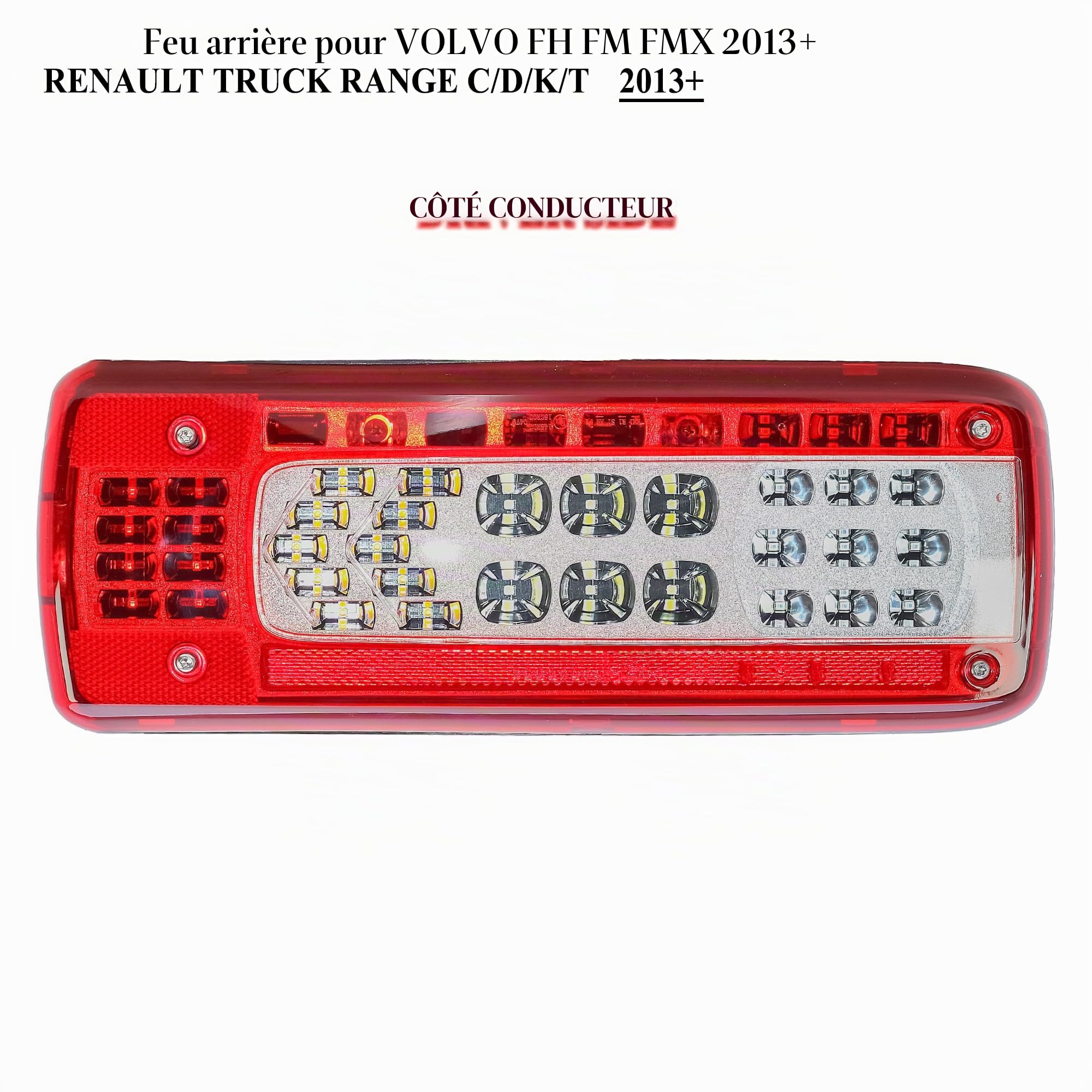 LONGLING Feu arrière gauche LED 24 V Feu arrière court pour Volvo Camion FH FM FL FE Renault Camion modèles T K D C