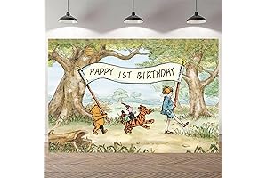 Winnie the Pooh First Birthday Party Backdrop