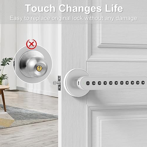 Miniatura 7 de Pomo de puerta inteligente con teclado, cerradura de puerta de entrada sin llave, cerradura de puerta con código de asa, cerraduras de puerta para