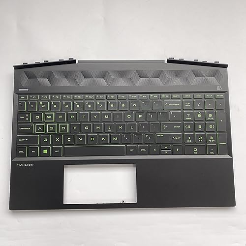 Miniatura 5 de Reemplazo para HP Gaming Pavilion 15-DK 15-DK0126TX TPN-C141 Carcasa superior para portátil Palmrest Verde Retroiluminado Parte de montaje